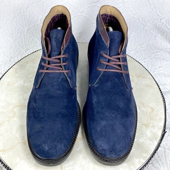 Sebago Chukka Boots Mens 9.5 Navy Blue Suede Leather Turner Lace Up Classic Shoe - Picture 4 of 13